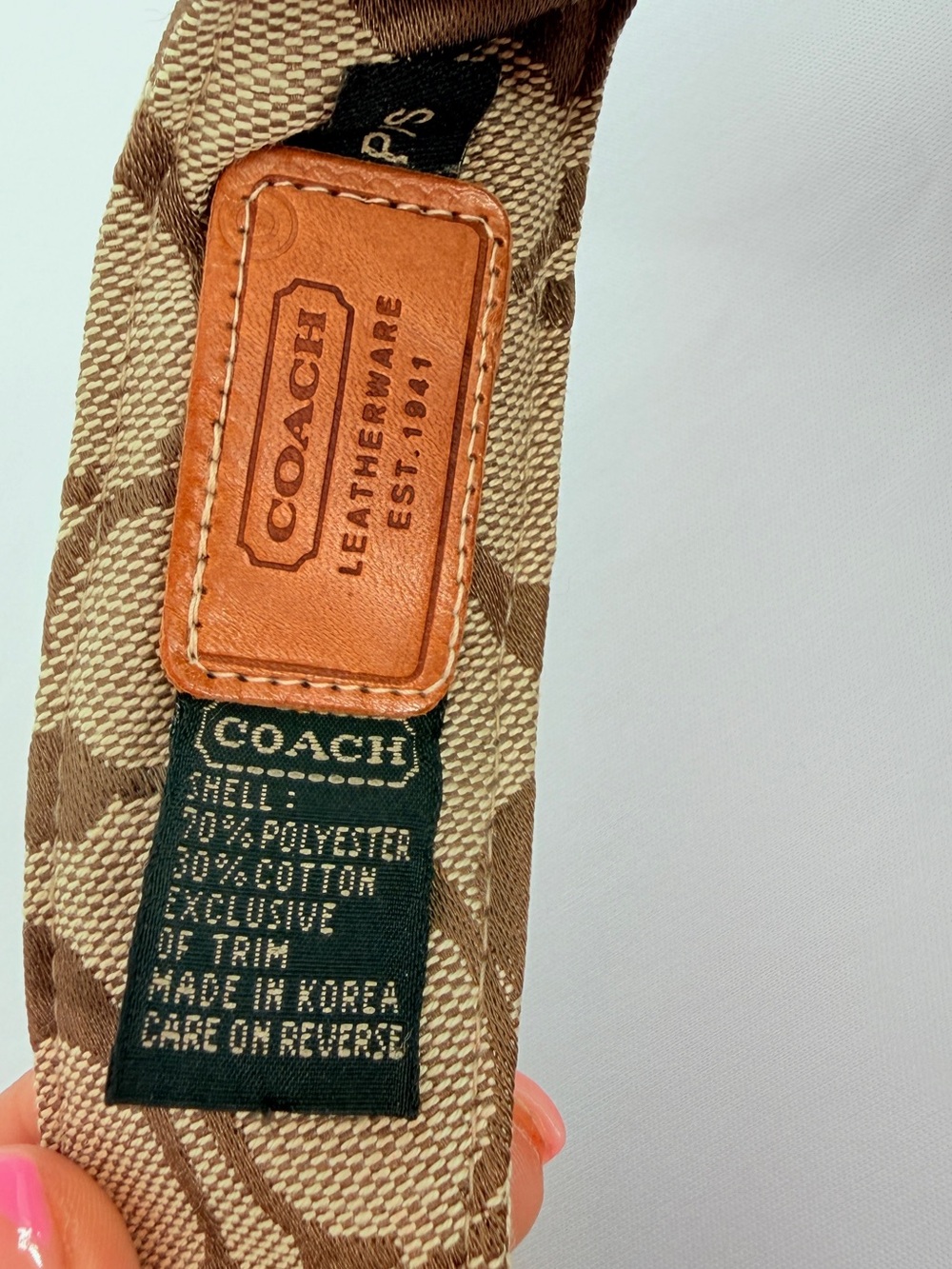 Coach Signature Logo Jacquard Visor Hat Khaki Brown Adjustable Sun Visor - Picture 5 of 9
